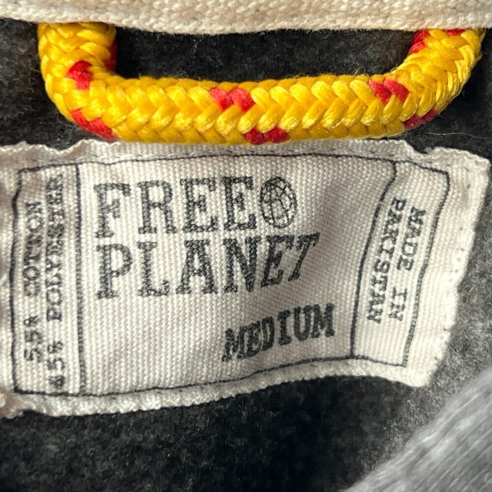 Free Planet Short Sleeve Hoodie Mens Medium Gray Pull Over Sweatshirt - Picture 3 of 7